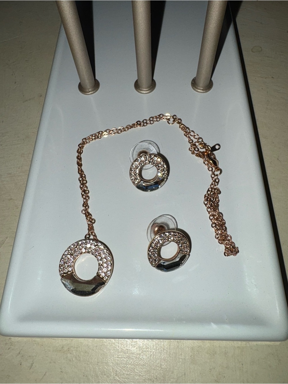 Rose Gold Necklace and Stud Earring Set